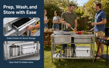 Utility Sink with Faucet, Stainless Steel, Single Bowl with a Storage Drawer