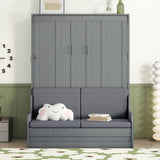 Queen Engineered Wood Murphy Bed Gray