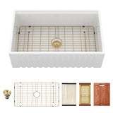 33 x 20 x 10 inch White Farmhouse Sink Workstation