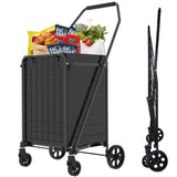 Foldable Utility Shopping Cart 360° Swivel Wheels