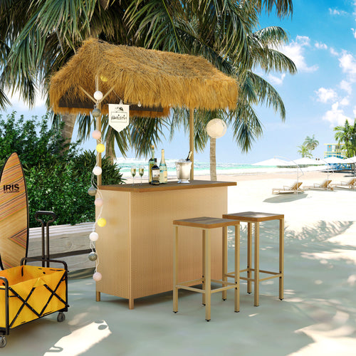 Hawaiian Bar Height Patio Set with Canopy and Stools