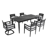 7PC Outdoor Patio Dining Set 35.5"x71" Table Chairs Rockers
