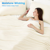 Cooling Comforter 90x90", Nylon-Spandex Wave Quilted, Ivory