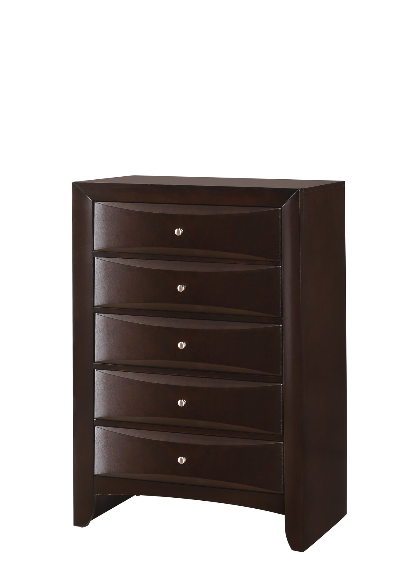 Contemporary 5 Drawer Chest Solid Wood Brown Bedroom Dresser