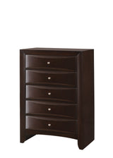 Contemporary 5 Drawer Chest Solid Wood Brown Bedroom Dresser