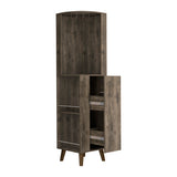 Corner Bar Cabinet - Dark Brown - Drawer, Shelves & Cup Rack