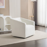 Swivel Barrel Armchair - Chenille Upholstered - Round Metal Base