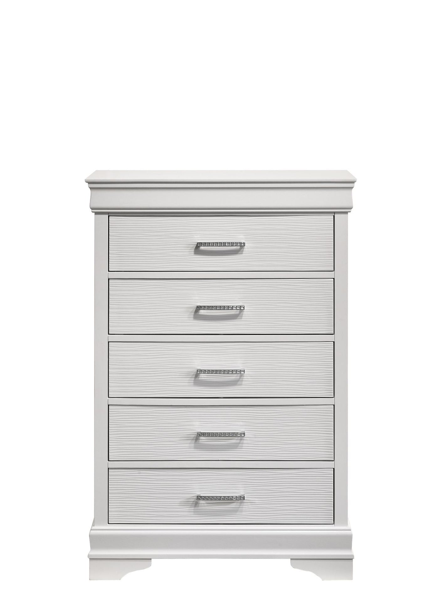 White Wood 5 Drawer Chest