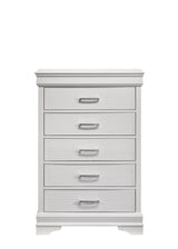 White Wood 5 Drawer Chest