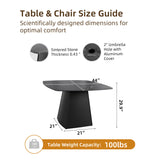 44" Rounded Square Outdoor Pedestal Dining Table Black