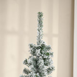 HOMCOM 6' Tall Unlit Snow-Flocked Slim Artificial Christmas Tree with Realistic