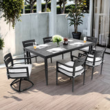 7PC Outdoor Patio Dining Set 35.5"x71" Table Chairs Rockers