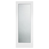 30 in. x 80 in. x 1-3/8 in. Shaker White Primed Full View Tempered Frosted