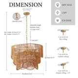 Handwoven Paper Rattan Boho Chandelier with 7-Light E26 Base