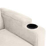 Beige Corduroy Sleeper Sofa Loveseat Full Mattress USB