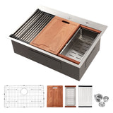 Brushed Nickel Stainless Steel Drop-in Kitchen Sink with Ledge Workstation, 33x2