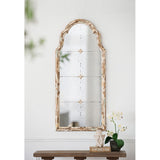 22' x 48' Large Cream & Gold Framed Wall Mirror, Wood Arched Mirror with Decorat