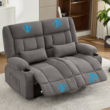 Manual Recliner Loveseat with Cup Holders and Side Pocket