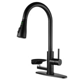 Matte Black Kitchen Faucet LED Temperature Display Pull-Down Sprayer