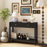 Engineered Wood Console Table with Storage Black