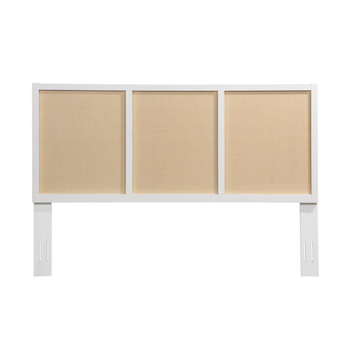 White Solid Wood King Headboard Adjustable Height