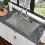 33 Inch Topmount Sink - 33" x 19" x 9" Drop in Stainless Steel Kitchen Sink