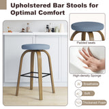 Set of 2 Fabric Bar Stool Swivel Blue