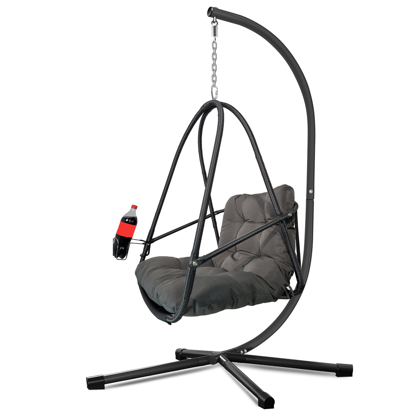 Wicker Rattan Hanging Egg Chair with Stand Indoor Outdoor Cushion