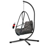 Wicker Rattan Hanging Egg Chair with Stand Indoor Outdoor Cushion