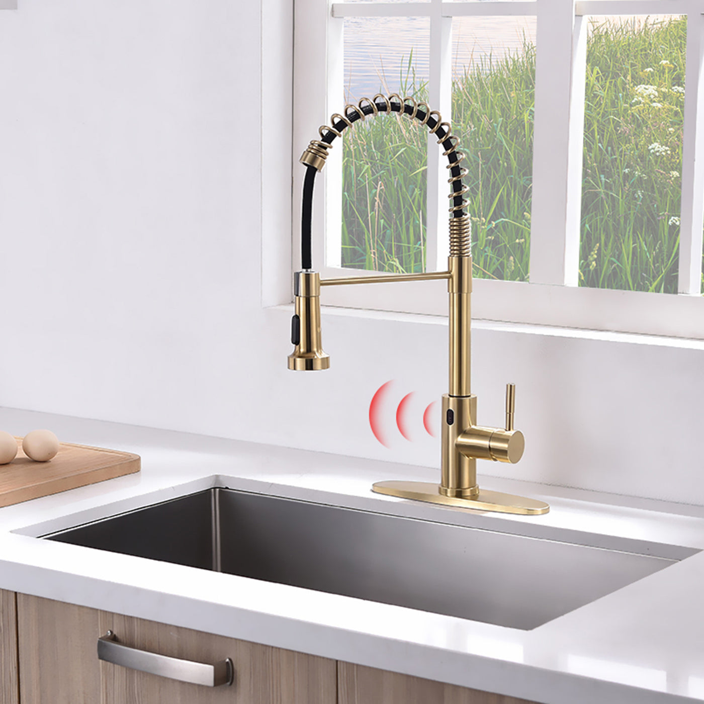 Touchless Automatic Smart Kitchen Faucet Brushed Nickel