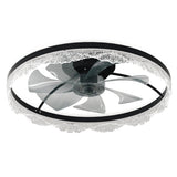 Flush Mount Ceiling Fan with LED Light - Crystal - Black - 24"