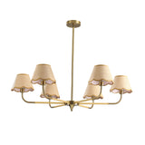 38" Gold 6-lamp Chandelier with Hand-Woven Rattan Lampshade