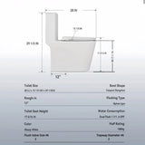 1.1/1.6 GPF Siphonic Flush One-Piece Toilet for bathrooms, Siphonic S-trap 12"