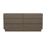 Dresser Minimalist 6-Drawer Walnut MDF Handleless Wood Grain 72x20 In