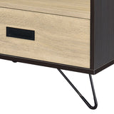 Accent Table - Industrial - Oak & Black - Drawer & Open Storage