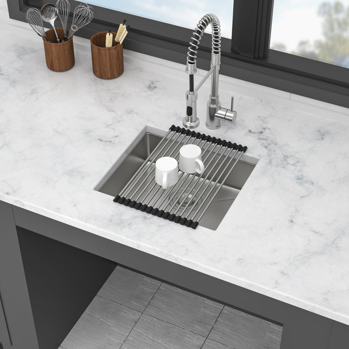 Kitchen Sink, 18 Inch Undermount Sink 5.5-Inch Low Depth ADA Compliant Single