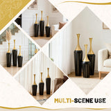 3-Piece Modern Floor Vase Set, Handcrafted Metal, 27.56" 31.5" 35.43" Tall