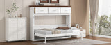 White Twin Size Murphy Bed with 3 Drawers, LVL + MDF Frame, 85.6''L x 15.1''W x 60.5''H