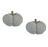 Set of 2 Knit Pumpkin Ornaments 8x8x6.3" Fall Harvest Decor