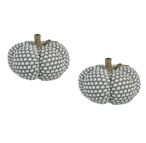 Set of 2 Knit Pumpkin Ornaments 8x8x6.3" Fall Harvest Decor