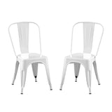 Set of 2 White Industrial Metal Dining Chairs 18" Seat Height