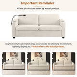 Beige Corduroy Sleeper Sofa Loveseat Full Mattress USB