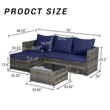 2 Pieces Patio Furniture Set, Outdoor Woven Sectional L- Shaped Patio Furniture