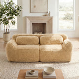 LoveSeat Modular Plush Light Khaki 2 Seat Non-Slip