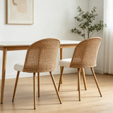 Metal Dining Chair Beige/Brown
