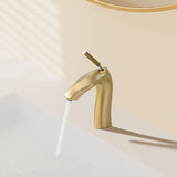Bathroom Sink Faucet - Single Handle - Solid Brass - Brushed Gold