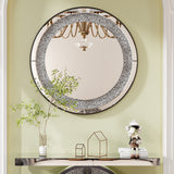 33.46"(85cm)Crystal Crush Diamond Sparkly round Silver Mirror