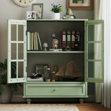 Minimalism Buffet Cabinet with Double Glass Doors and Drawer