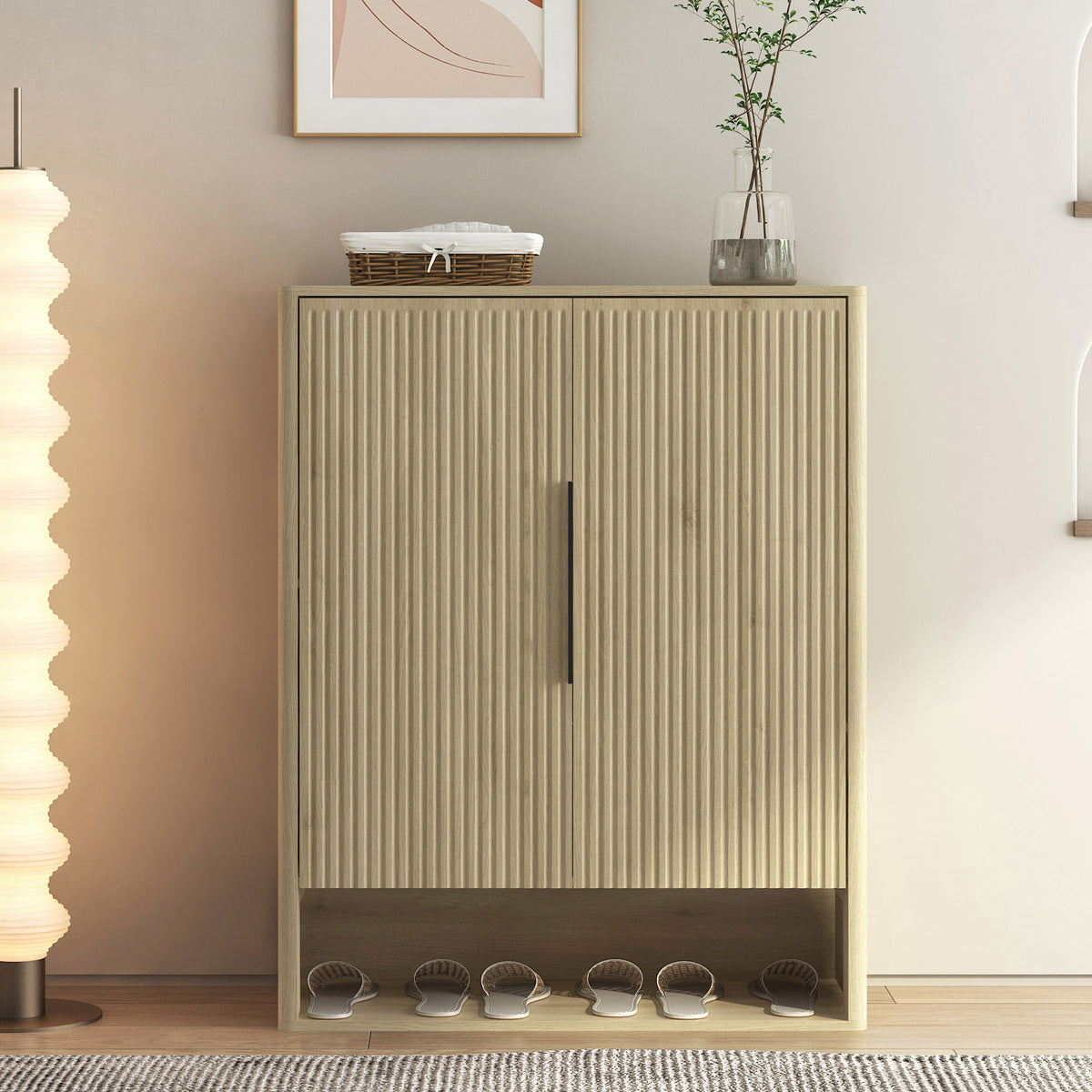 Shoe Storage Cabinet, Wooden Shoe Cabinet with Doors Modern Shoe Organizer