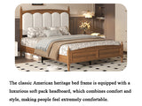 Queen Upholstered Platform Bed with Headboard Brown